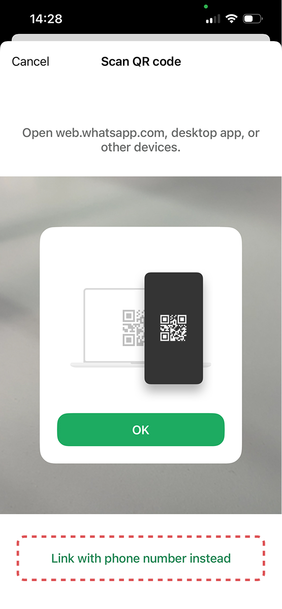 Selecting link with phone number option on iPhone